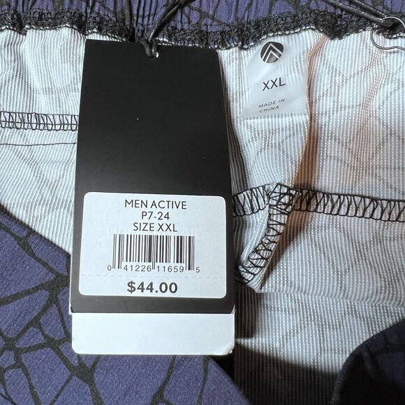 Traj3ctory Athletic Shorts Men XXL Blue Black Web Print Zip Pocket P7-24 Wicking - Picture 4 of 12